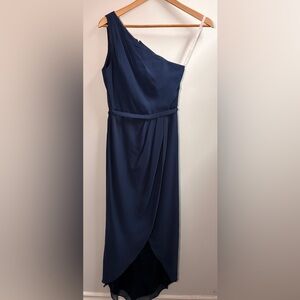 David’s Bridal Size 0 Navy Blue One-Shoulder Dress